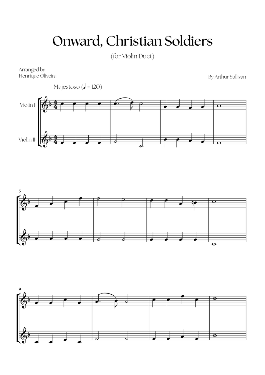 Onward, Christian Soldiers (Violin Duet) String Duet scores gallery preview page 1