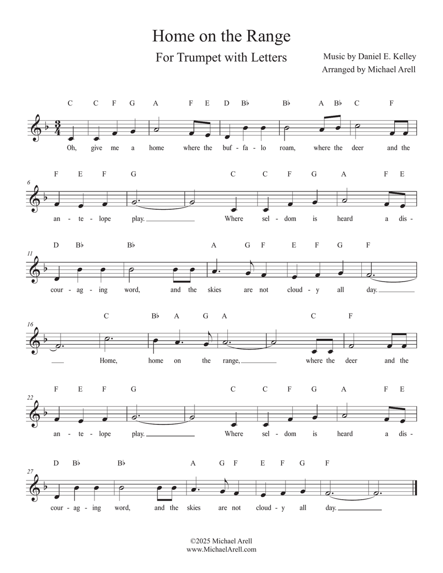 Home On The Range for Trumpet C Trumpet scores gallery preview page 1