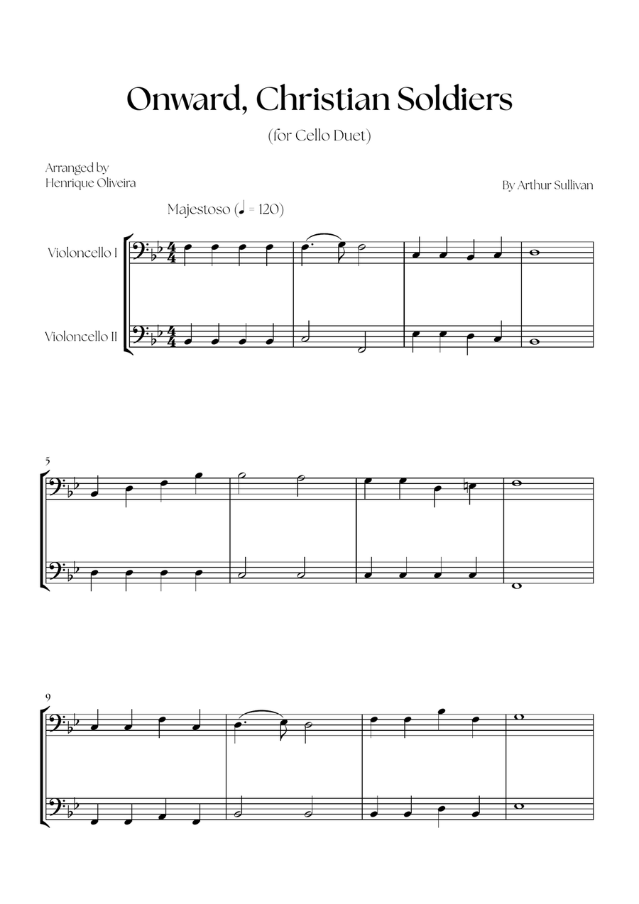 Onward, Christian Soldiers (Cello Duet) String Duet scores gallery preview page 1