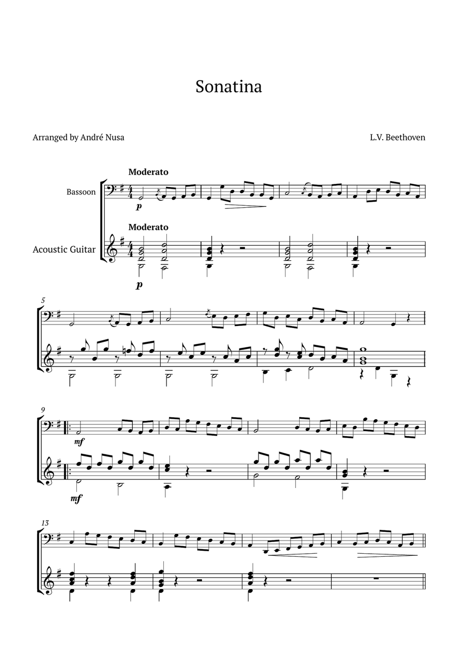 Sonatine in G Major Anh.5 Chamber Music scores gallery preview page 1