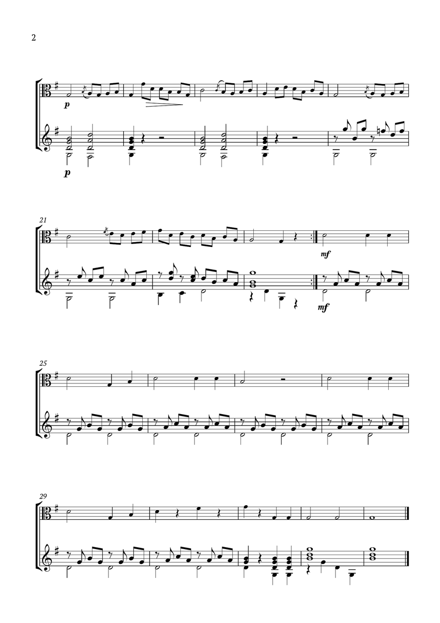 Sonatine in G Major Anh.5 String Duet scores gallery preview page 2