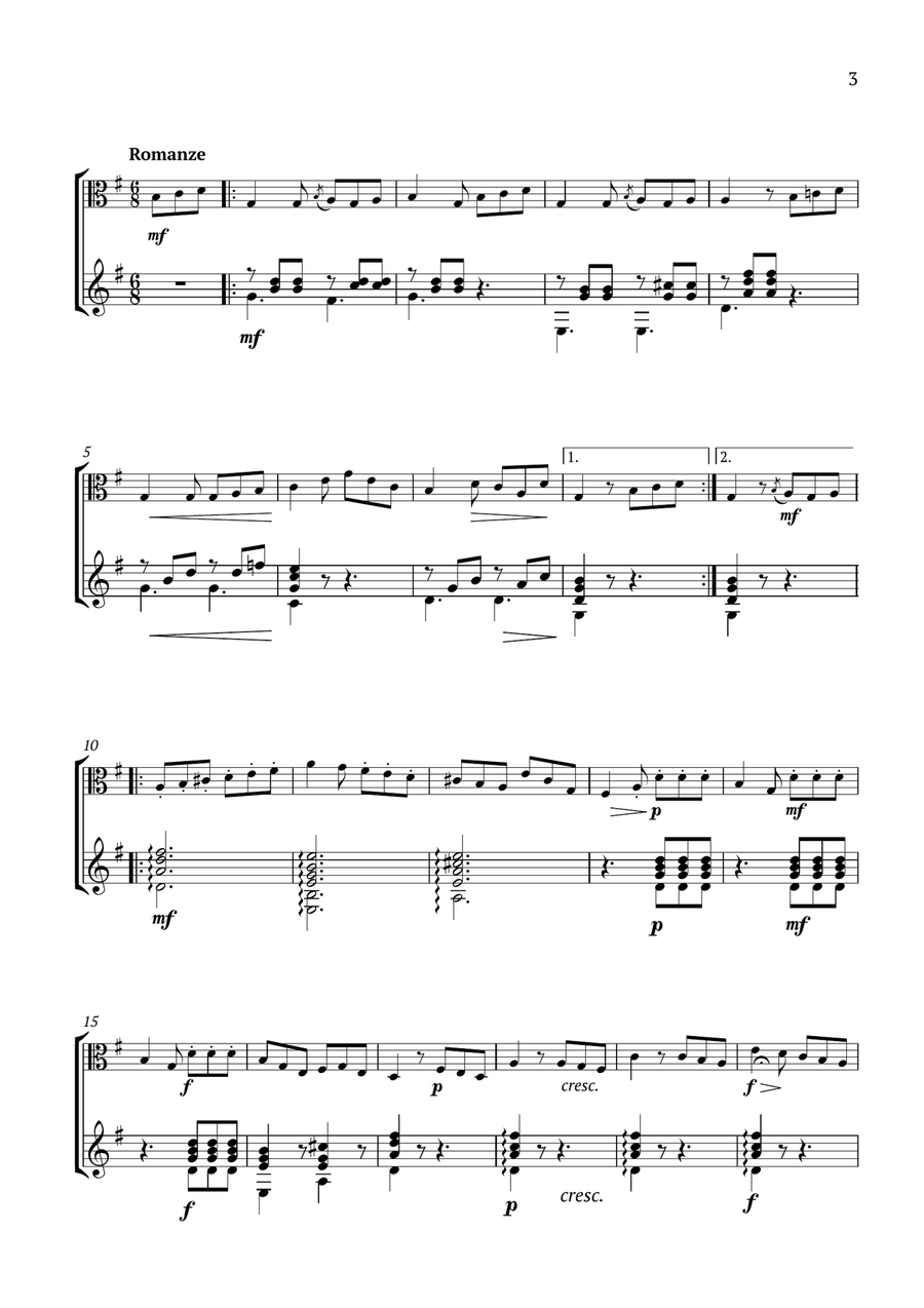 Sonatine in G Major Anh.5 String Duet scores gallery preview page 3