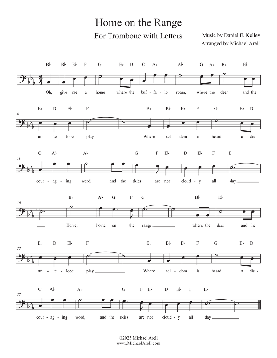 Home On The Range for Trombone Bass Trombone scores gallery preview page 1