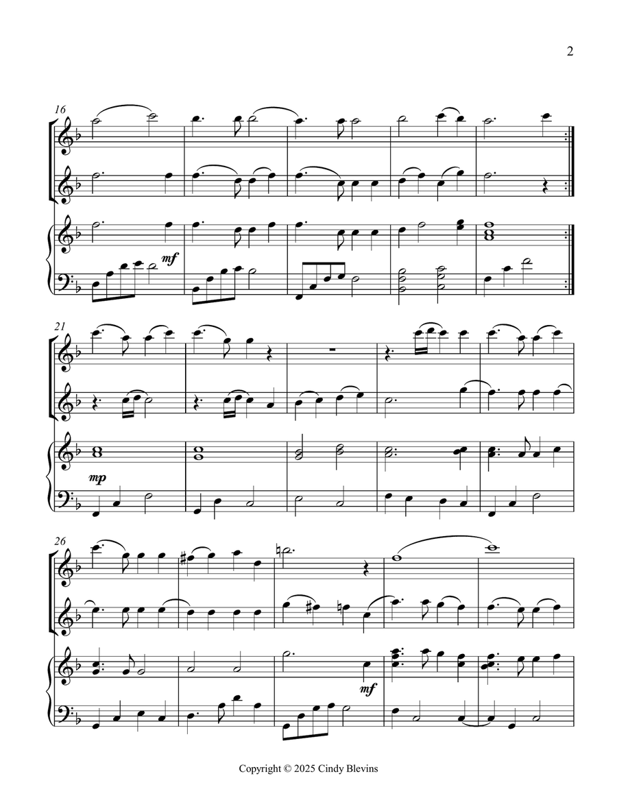America, the Beautiful, for Flute, Violin and Piano Flute scores gallery preview page 3