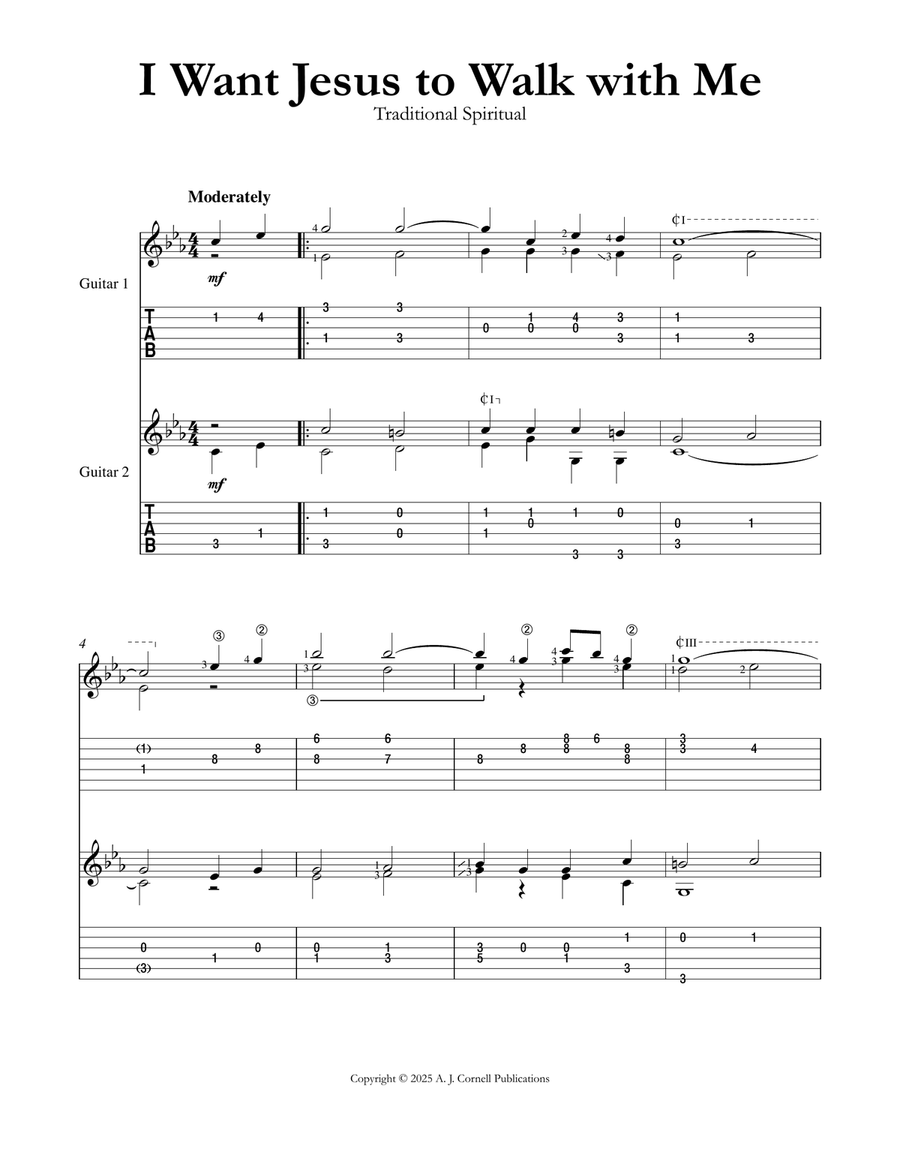 I Want Jesus to Walk with Me Guitar scores gallery preview page 1