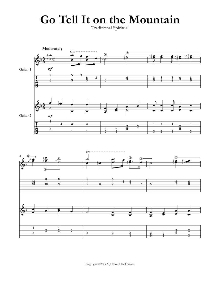 Go Tell It on the Mountain Score and Parts scores gallery preview page 1