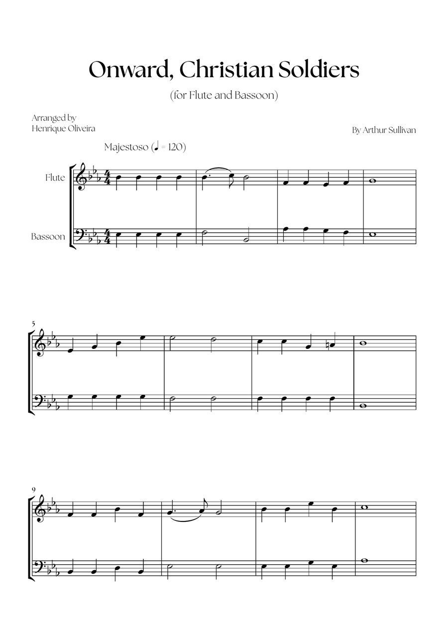 Onward, Christian Soldiers (Flute and Bassoon) Woodwind Duet scores gallery preview page 1