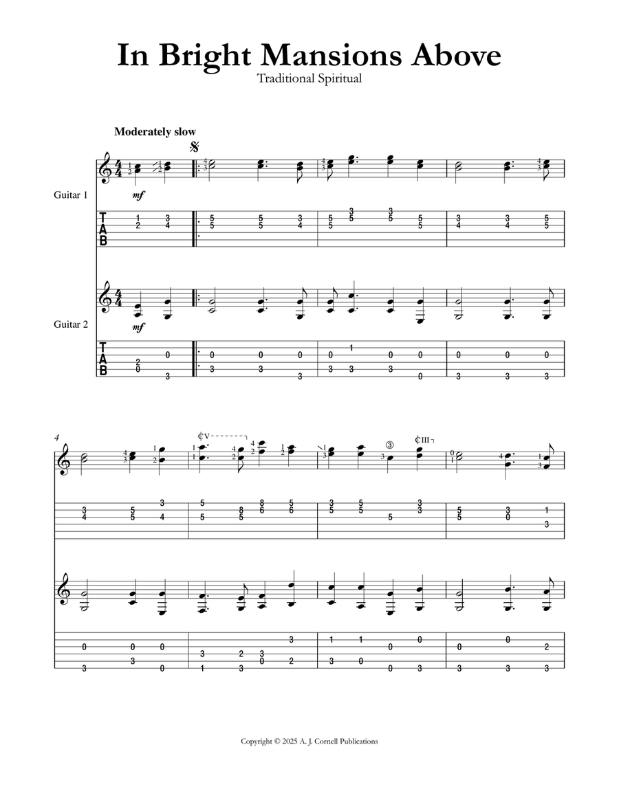In Bright Mansions Above In Bright Mansions Above Guitar scores gallery preview page 1