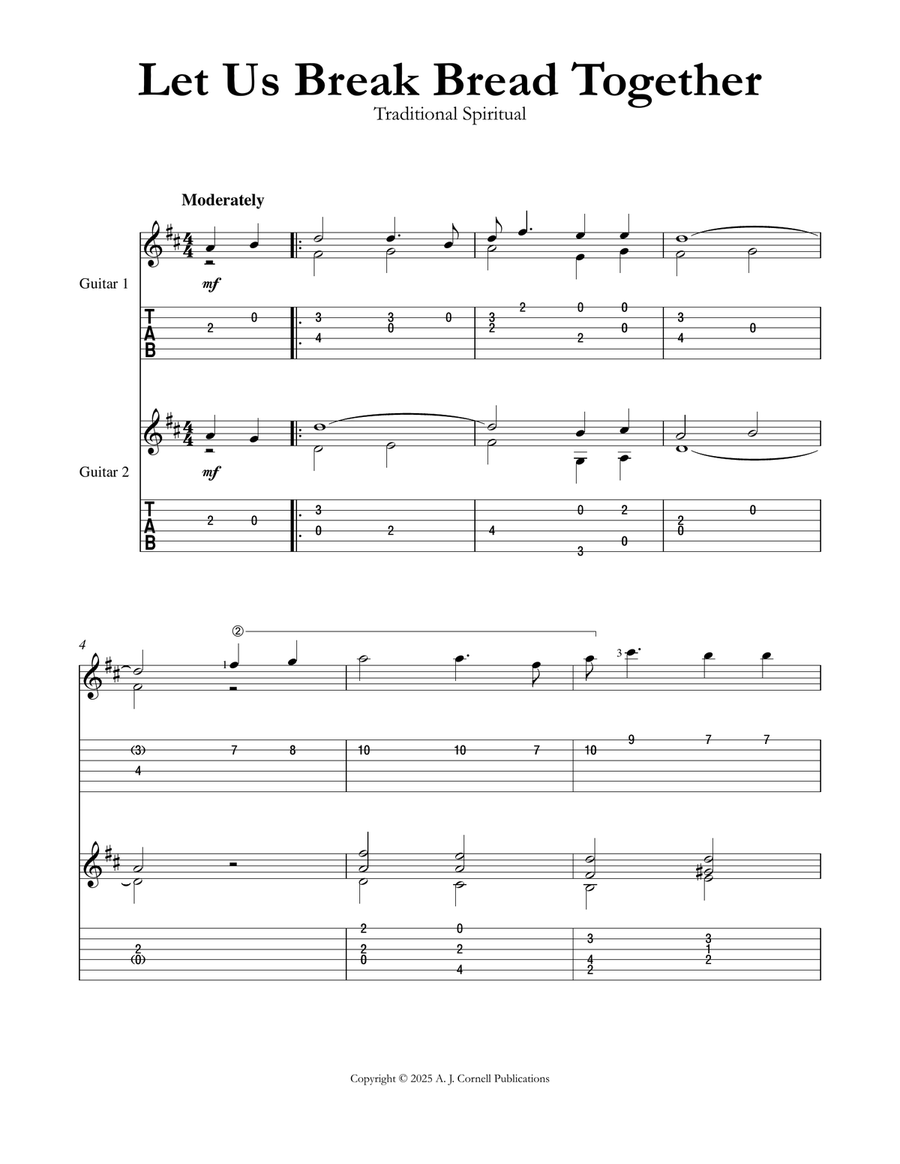 Let Us Break Bread Together Guitar scores gallery preview page 1
