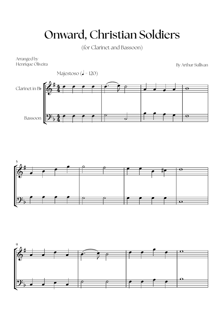 Onward, Christian Soldiers (Clarinet and Bassoon) Woodwind Duet scores gallery preview page 1