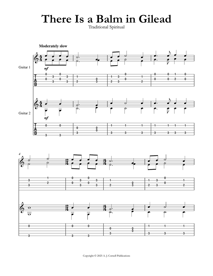 There Is a Balm in Gilead Guitar scores gallery preview page 1