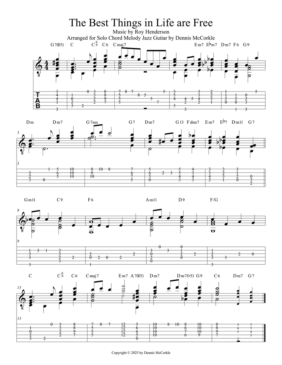 The Best Things in Life are Free Electric Guitar scores gallery preview page 1