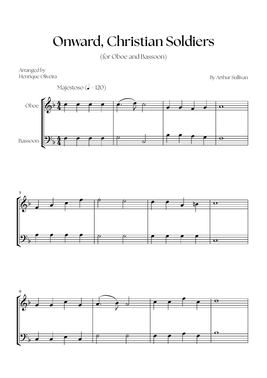 Onward, Christian Soldiers (Oboe and Bassoon) Woodwind Duet scores gallery preview page 1