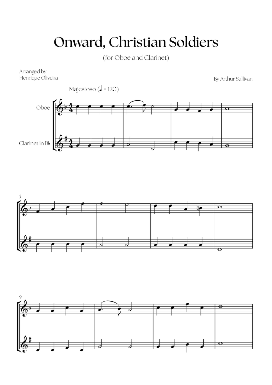Onward, Christian Soldiers (Oboe and Clarinet) Woodwind Duet scores gallery preview page 1