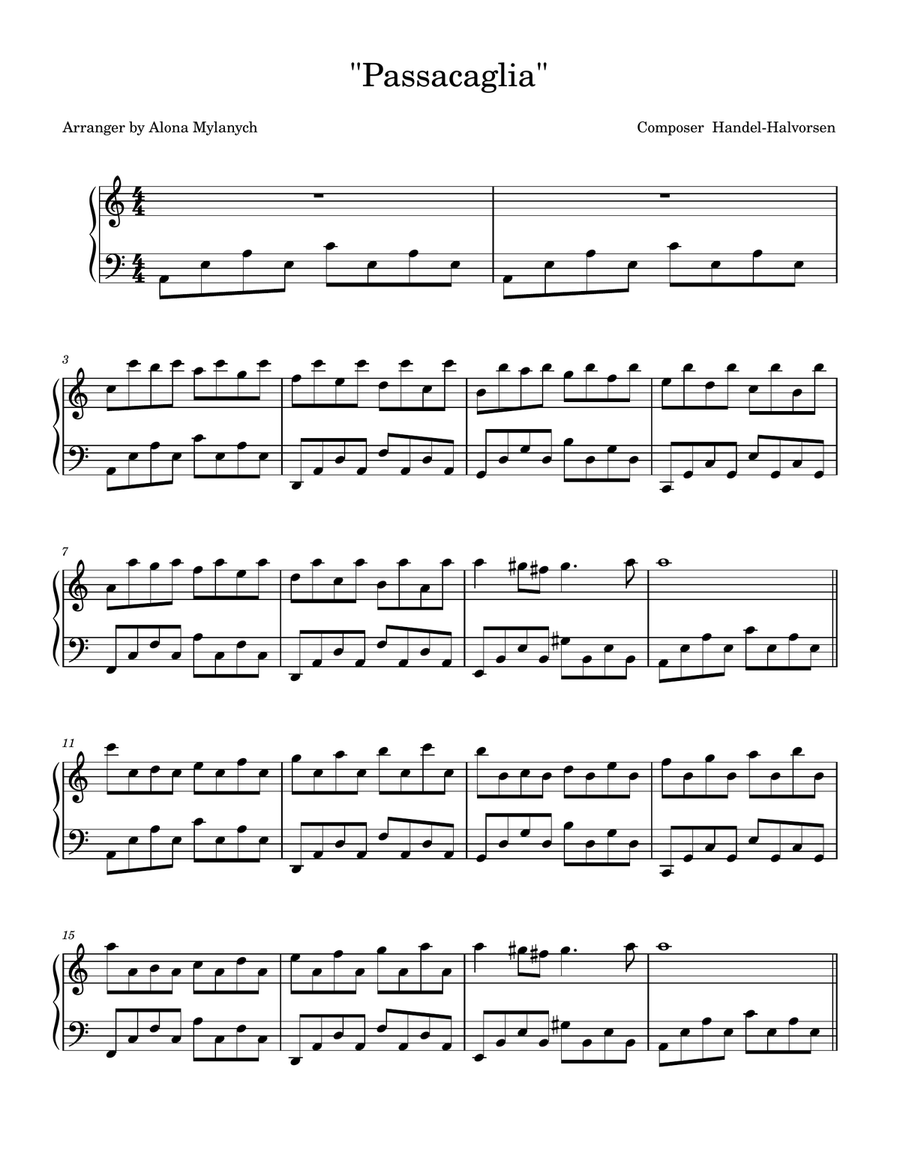 Passacaglia Piano Solo scores gallery preview page 1
