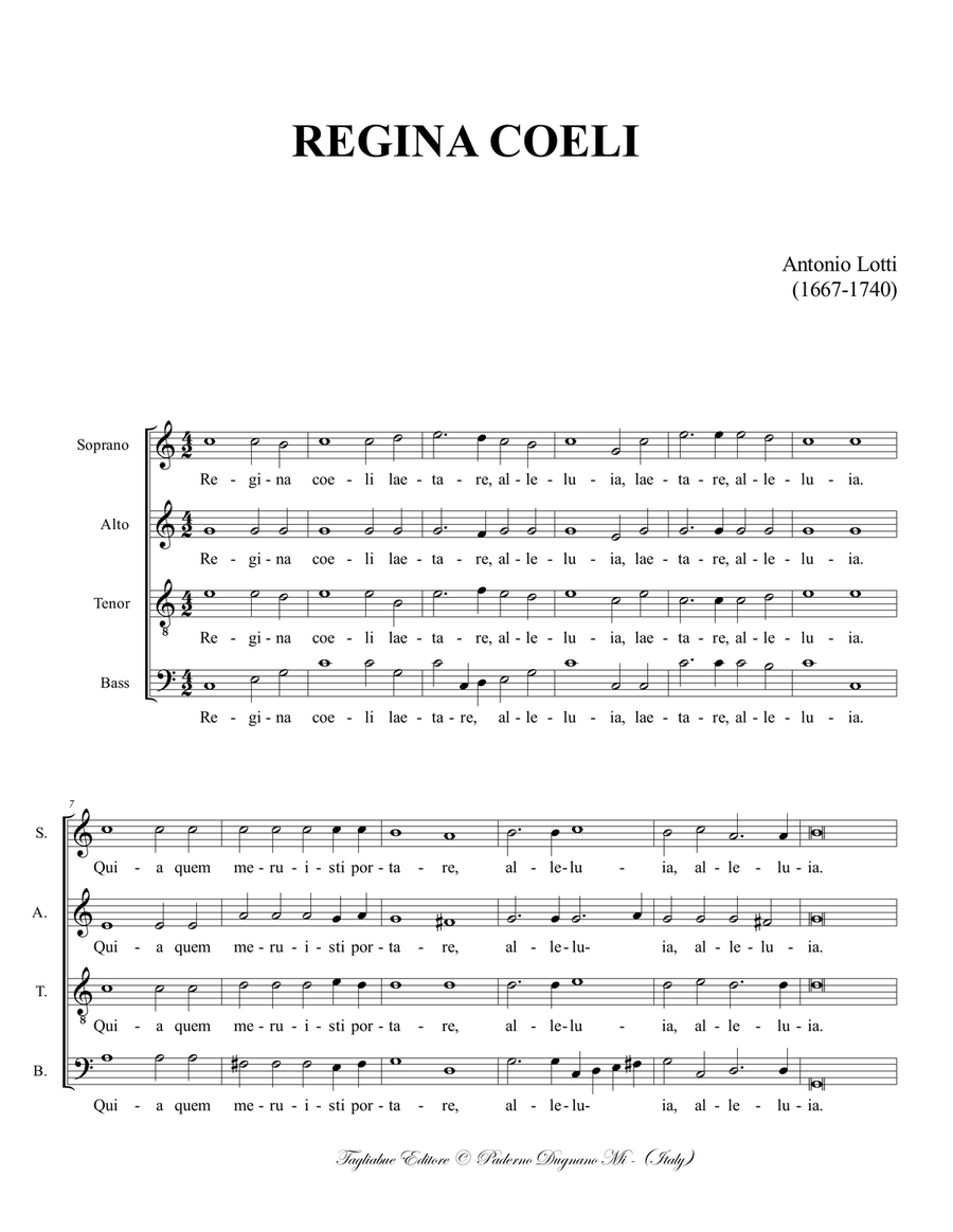 REGINA COELI REGINA COELI 4-Part scores gallery preview page 1