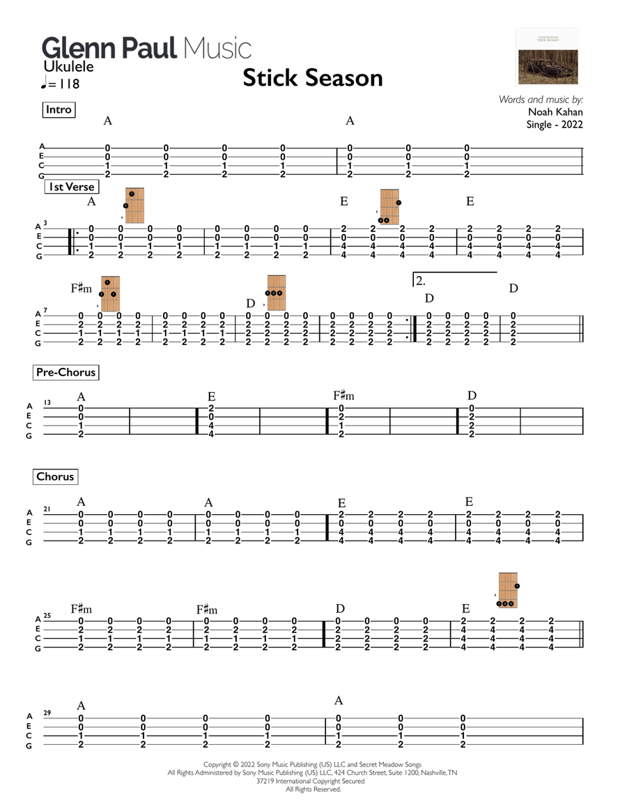 Stick Season Ukulele scores gallery preview page 1