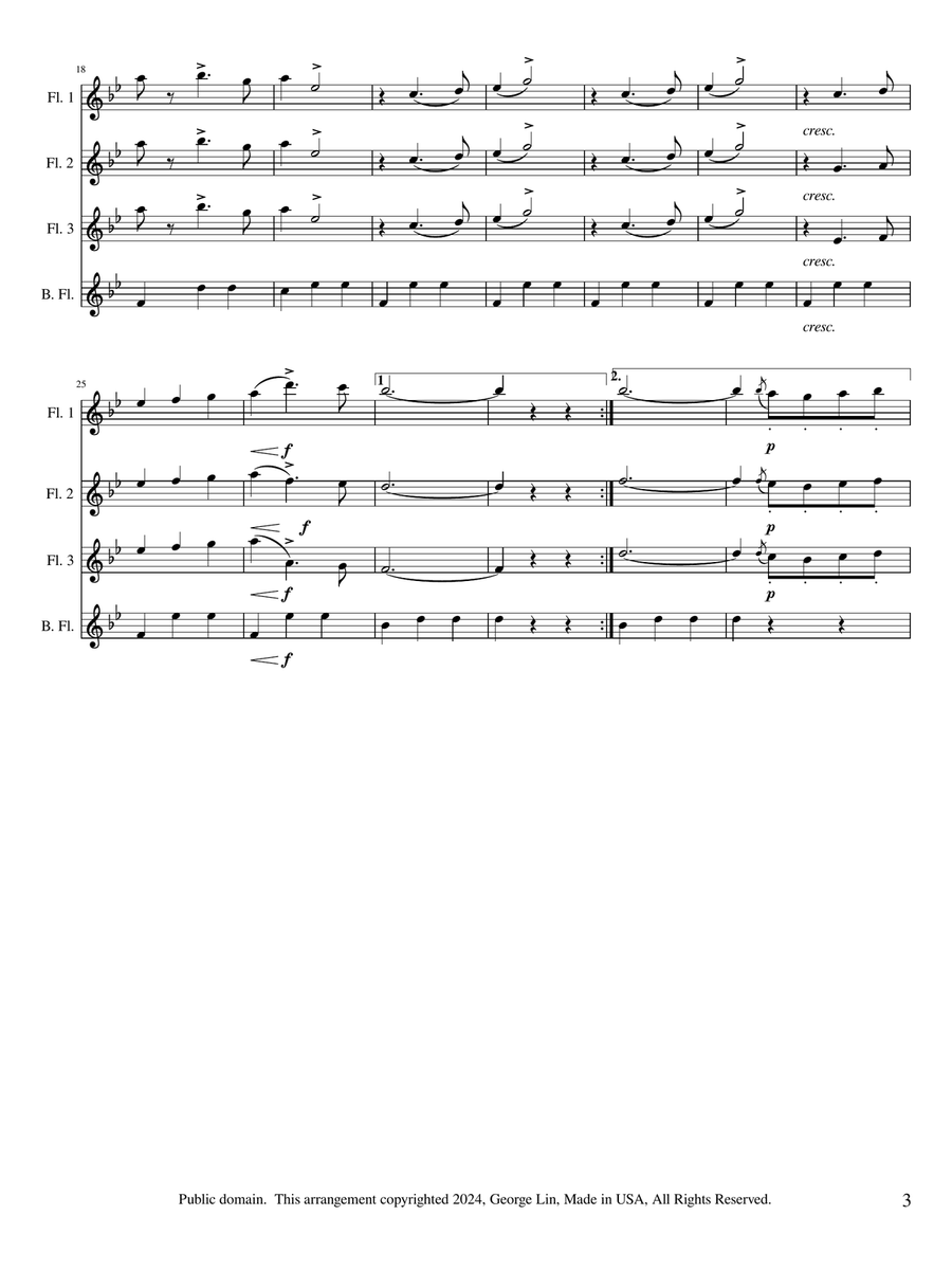 Estudiantina Flute Quartet scores gallery preview page 3