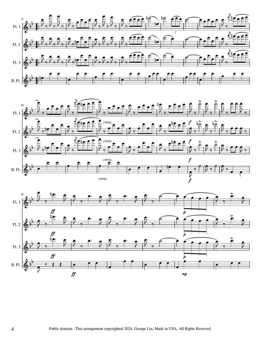 Estudiantina Flute Quartet scores gallery preview page 4