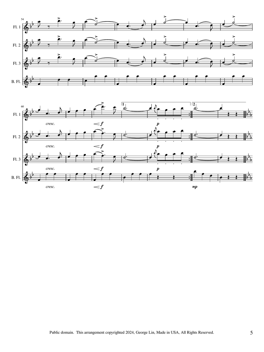 Estudiantina Flute Quartet scores gallery preview page 5