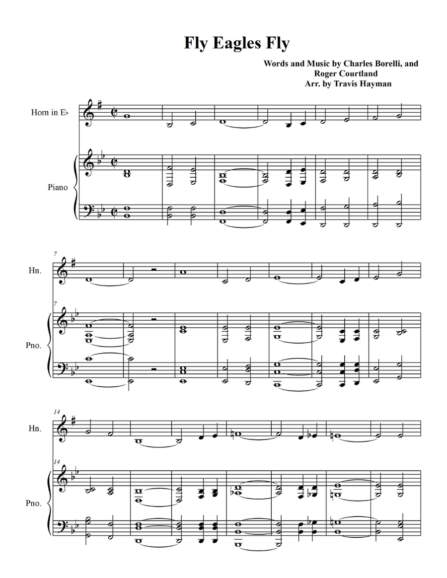 Fly Eagles Fly - Horn in Eb with Piano Accompaniment Piano scores gallery preview page 3