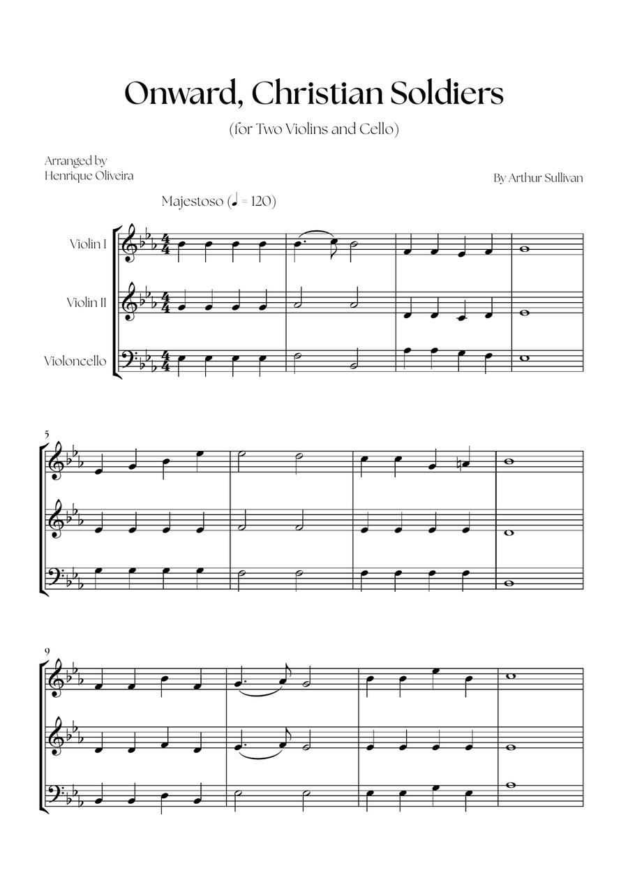 Onward, Christian Soldiers (Two Violins and Cello) String Trio scores gallery preview page 1