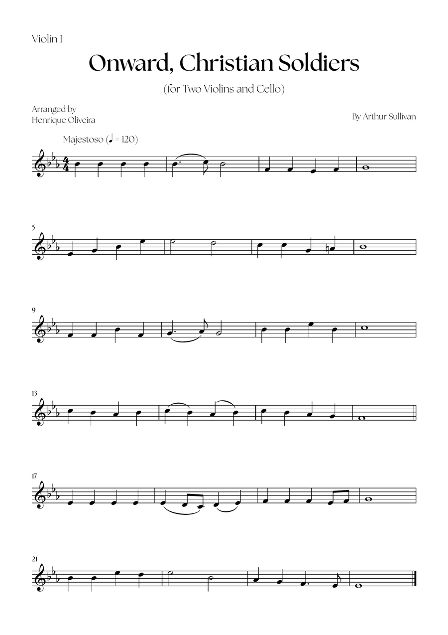 Onward, Christian Soldiers (Two Violins and Cello) String Trio scores gallery preview page 3