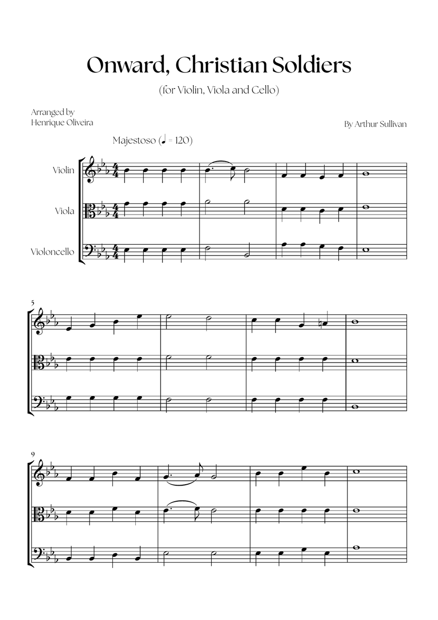 Onward, Christian Soldiers (Violin, Viola and Cello) String Trio scores gallery preview page 1