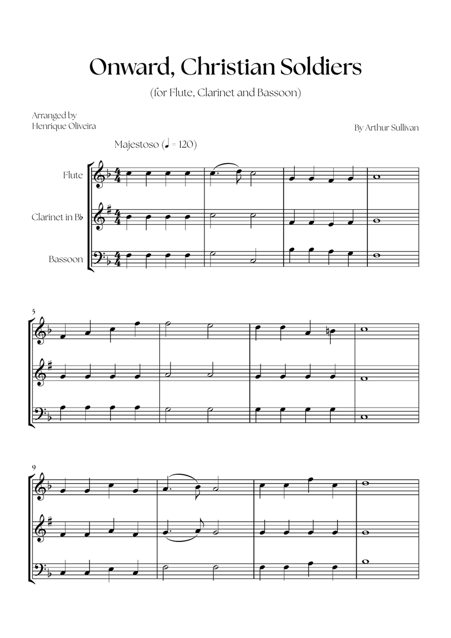 Onward, Christian Soldiers (Flute, Clarinet and Bassoon) Woodwind Trio scores gallery preview page 1