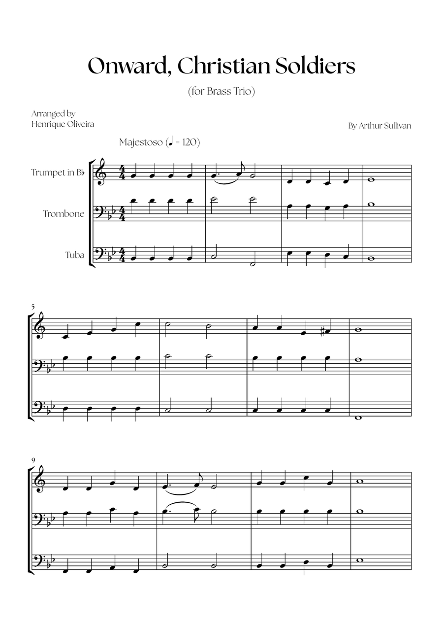 Onward, Christian Soldiers (Brass Trio) Brass Trio scores gallery preview page 1