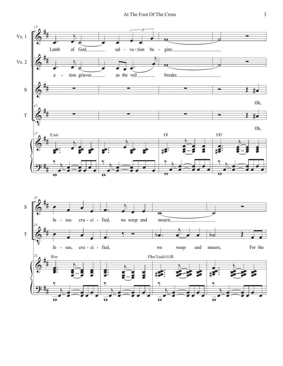 At The Foot Of The Cross (2-part choir - (Soprano and Tenor) 2-Part scores gallery preview page 3