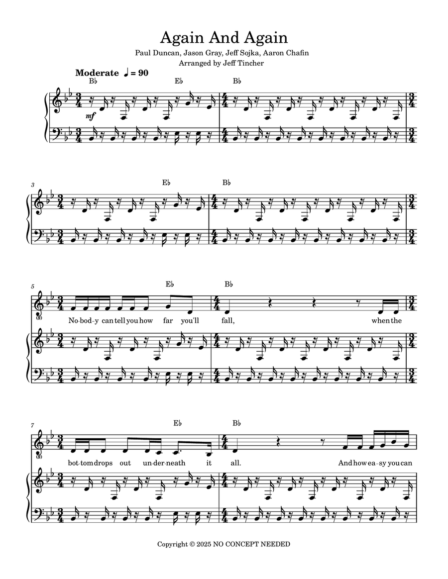 Again And Again Piano, Vocal scores gallery preview page 2