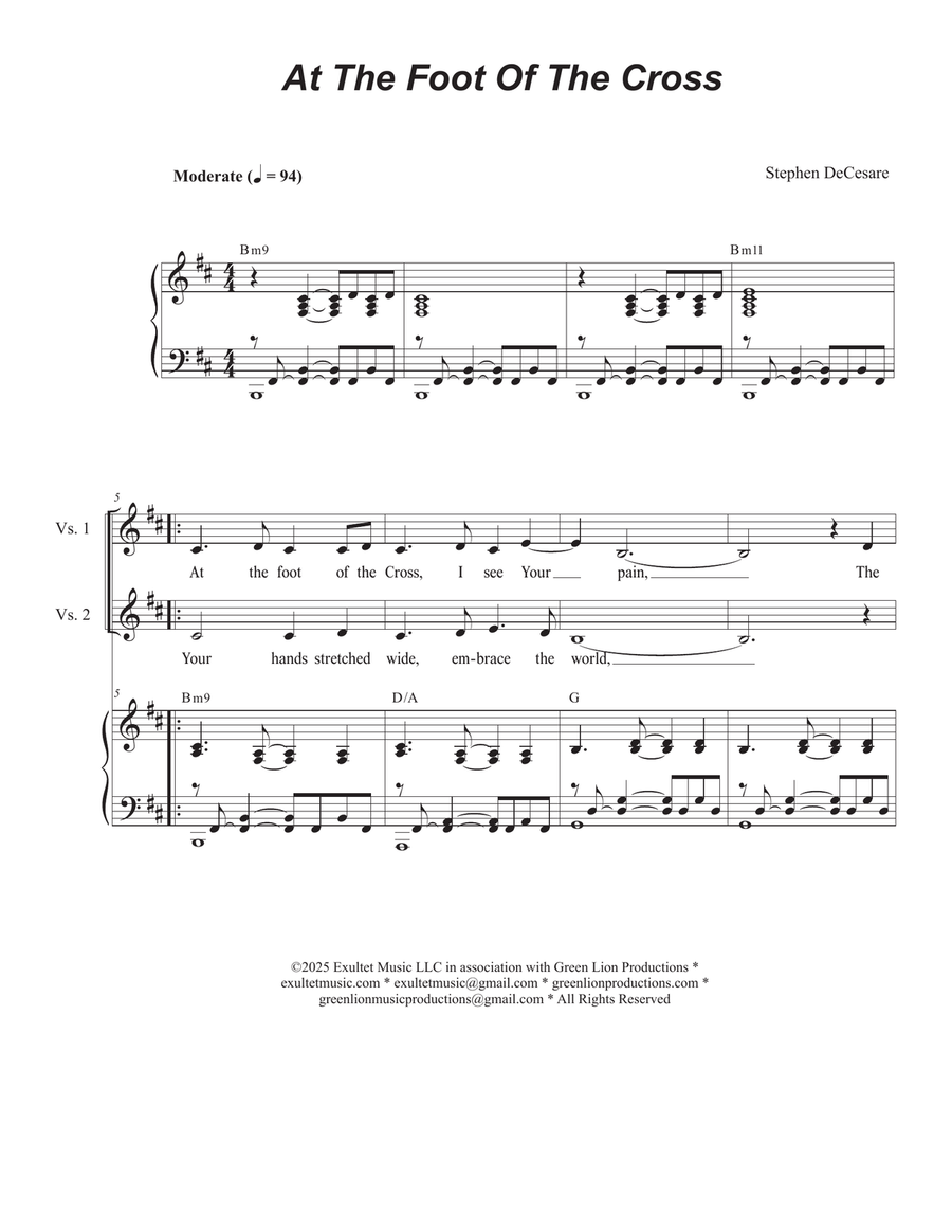At The Foot Of The Cross (2-part choir - (SA) SA scores gallery preview page 1