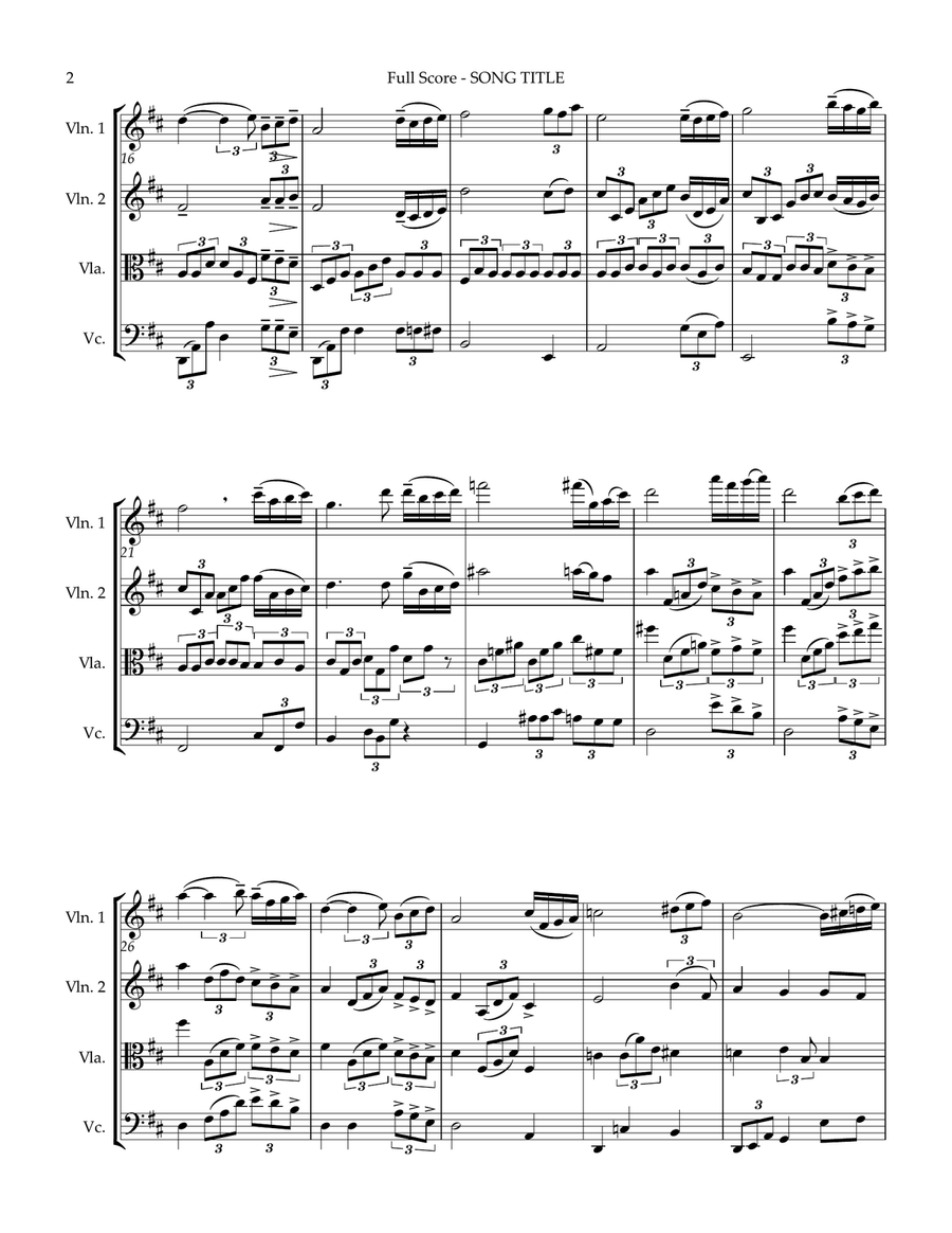 Variation 18 from Rhapsody on a Theme of Paganini String Quartet scores gallery preview page 2