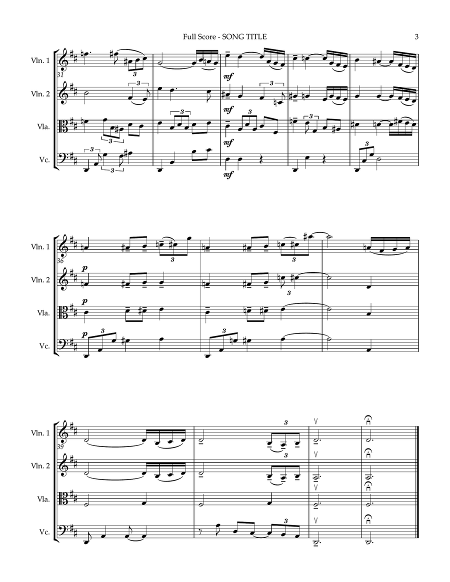 Variation 18 from Rhapsody on a Theme of Paganini String Quartet scores gallery preview page 3