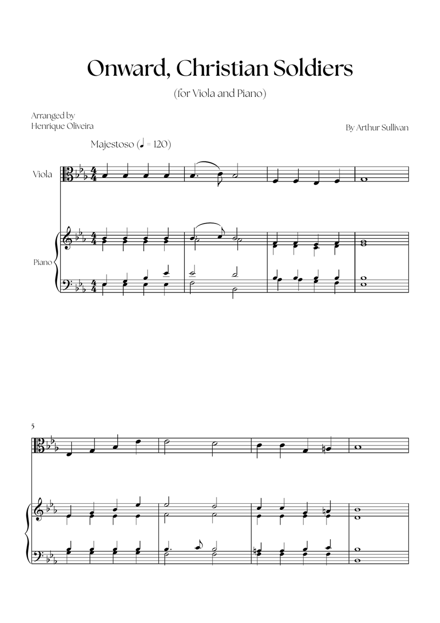 Onward, Christian Soldiers (Viola and Piano) Piano scores gallery preview page 1