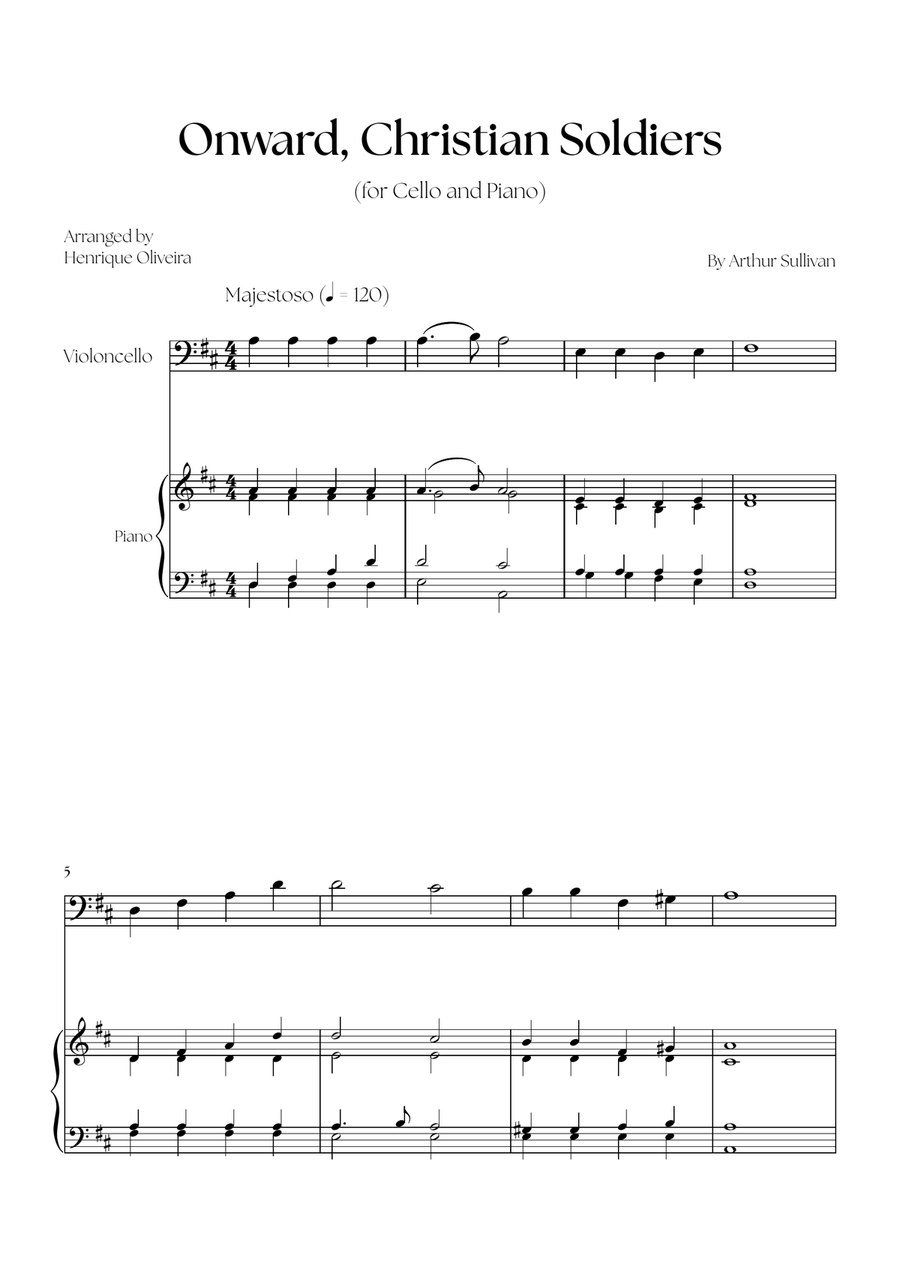 Onward, Christian Soldiers (Cello and Piano) Piano scores gallery preview page 1