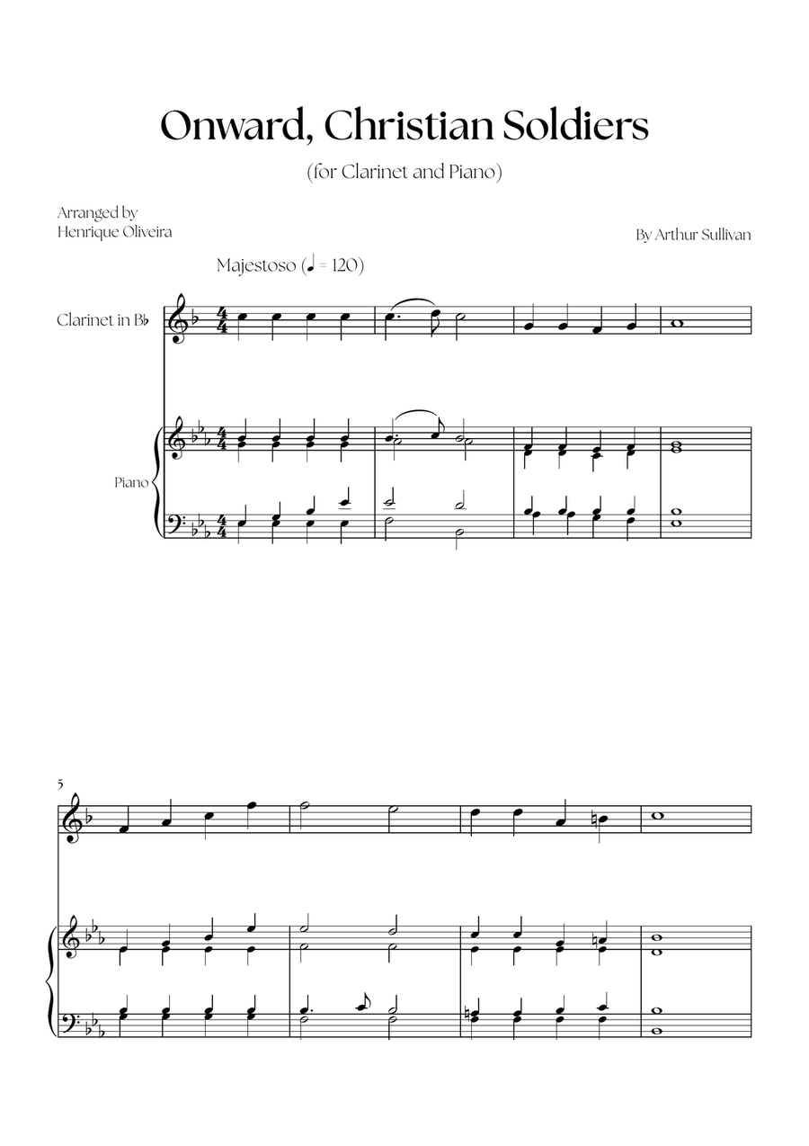 Onward, Christian Soldiers (Clarinet and Piano) B-Flat Clarinet scores gallery preview page 1