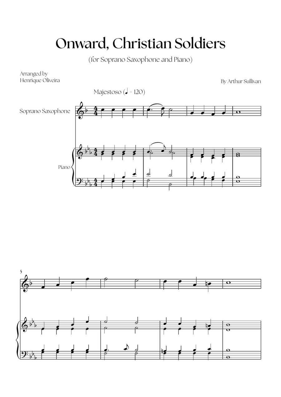 Onward, Christian Soldiers (Soprano Saxophone and Piano) Soprano Saxophone scores gallery preview page 1