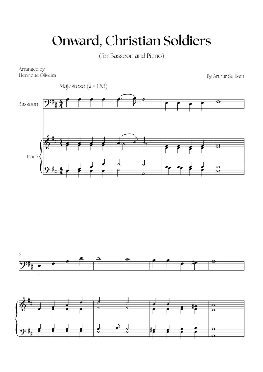 Onward, Christian Soldiers (Bassoon and Piano) Bassoon Solo scores gallery preview page 1