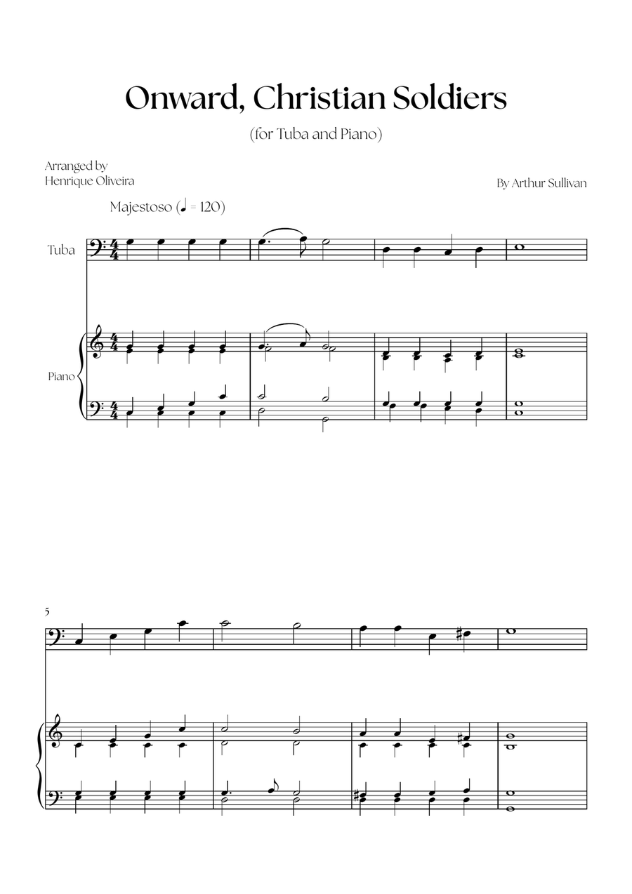 Onward, Christian Soldiers (Tuba and Piano) Piano Accompaniment scores gallery preview page 1