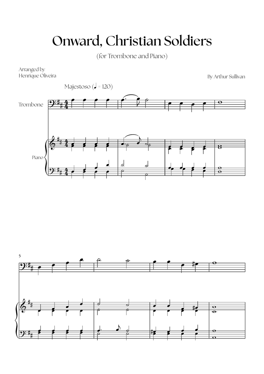 Onward, Christian Soldiers (Trombone and Piano) Piano Accompaniment scores gallery preview page 1