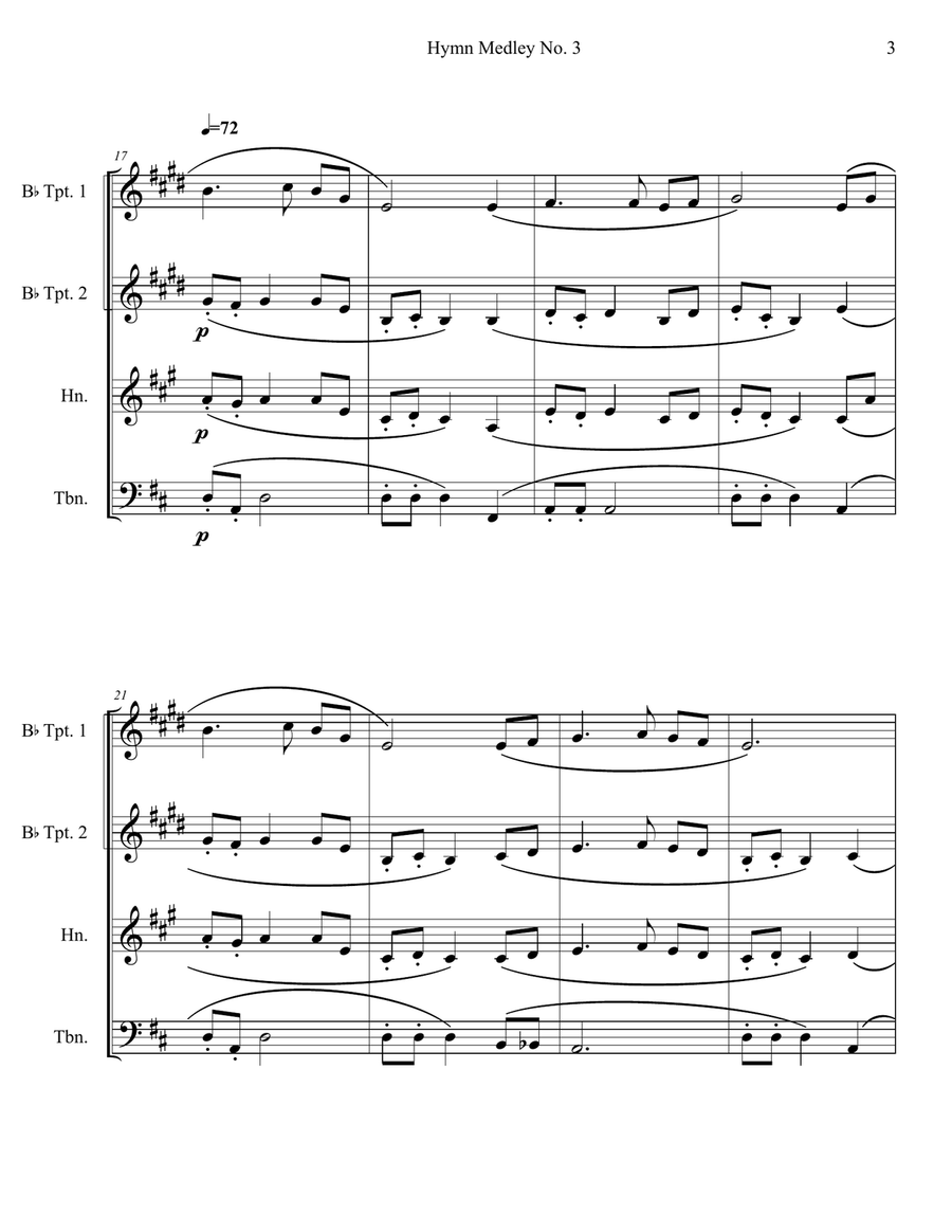 Hymn Medley No. 3 (Brass Quartet) Brass Quartet scores gallery preview page 3