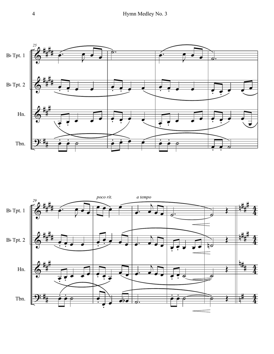 Hymn Medley No. 3 (Brass Quartet) Brass Quartet scores gallery preview page 4