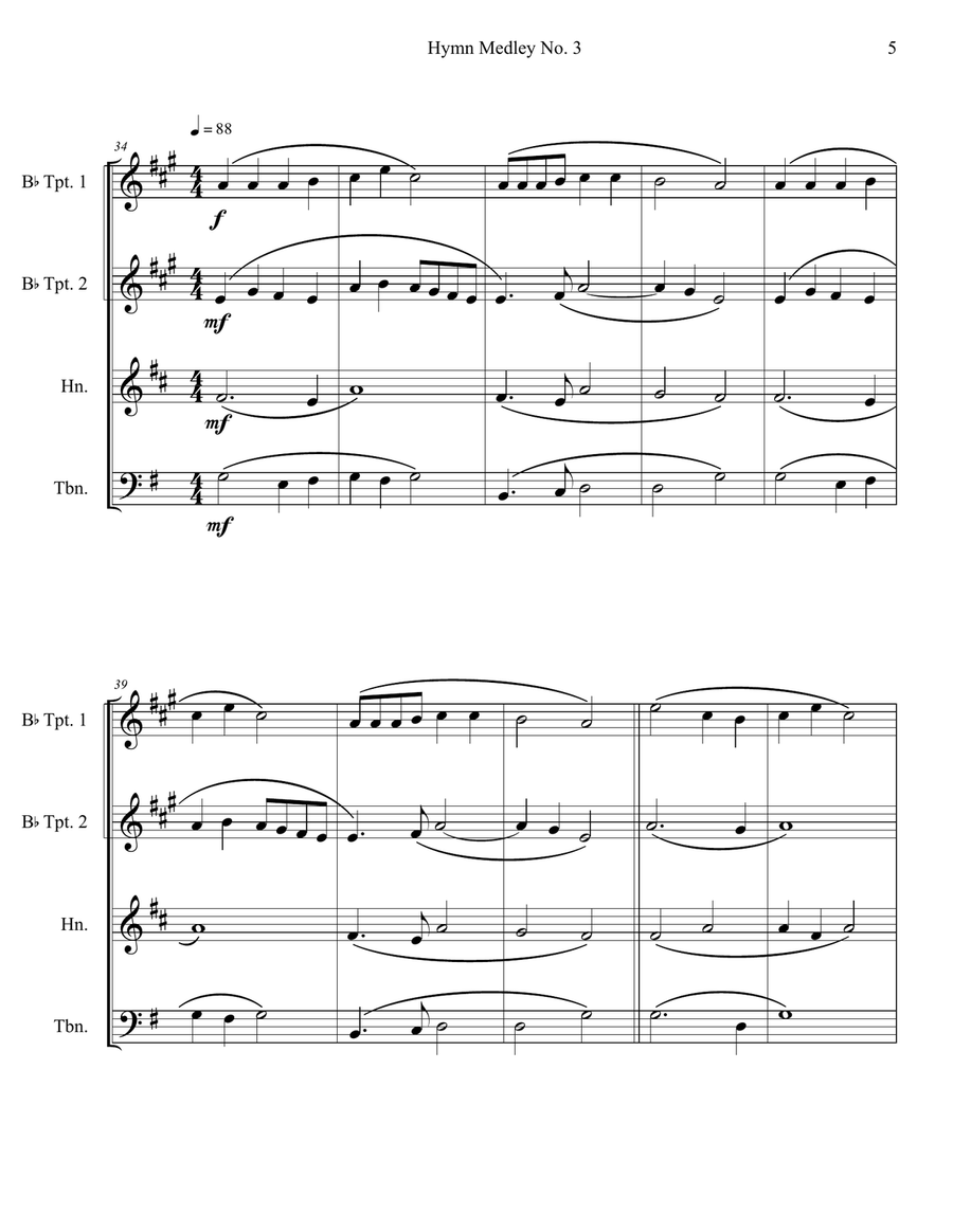 Hymn Medley No. 3 (Brass Quartet) Brass Quartet scores gallery preview page 5