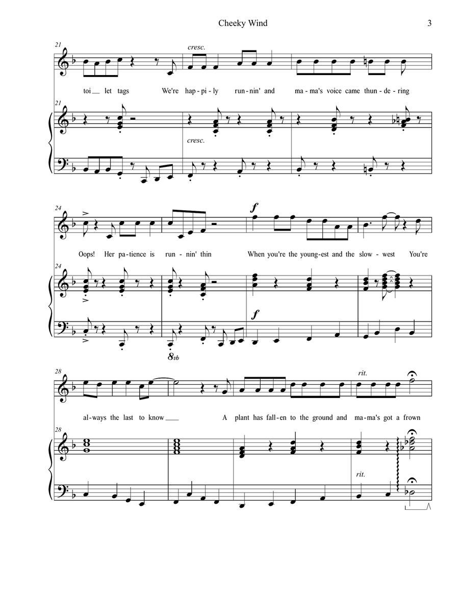 Cheeky Wind Unison Choir scores gallery preview page 3