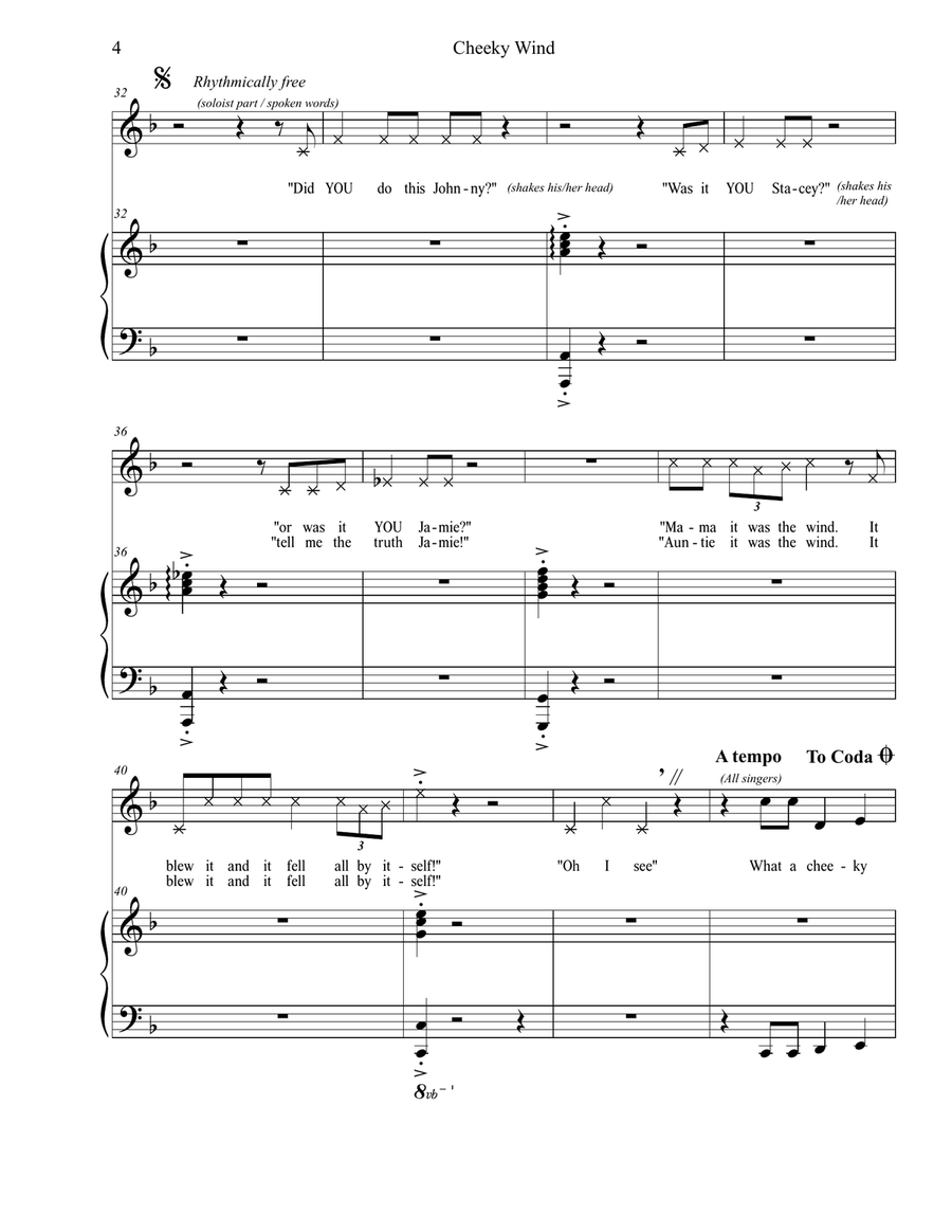 Cheeky Wind Unison Choir scores gallery preview page 4
