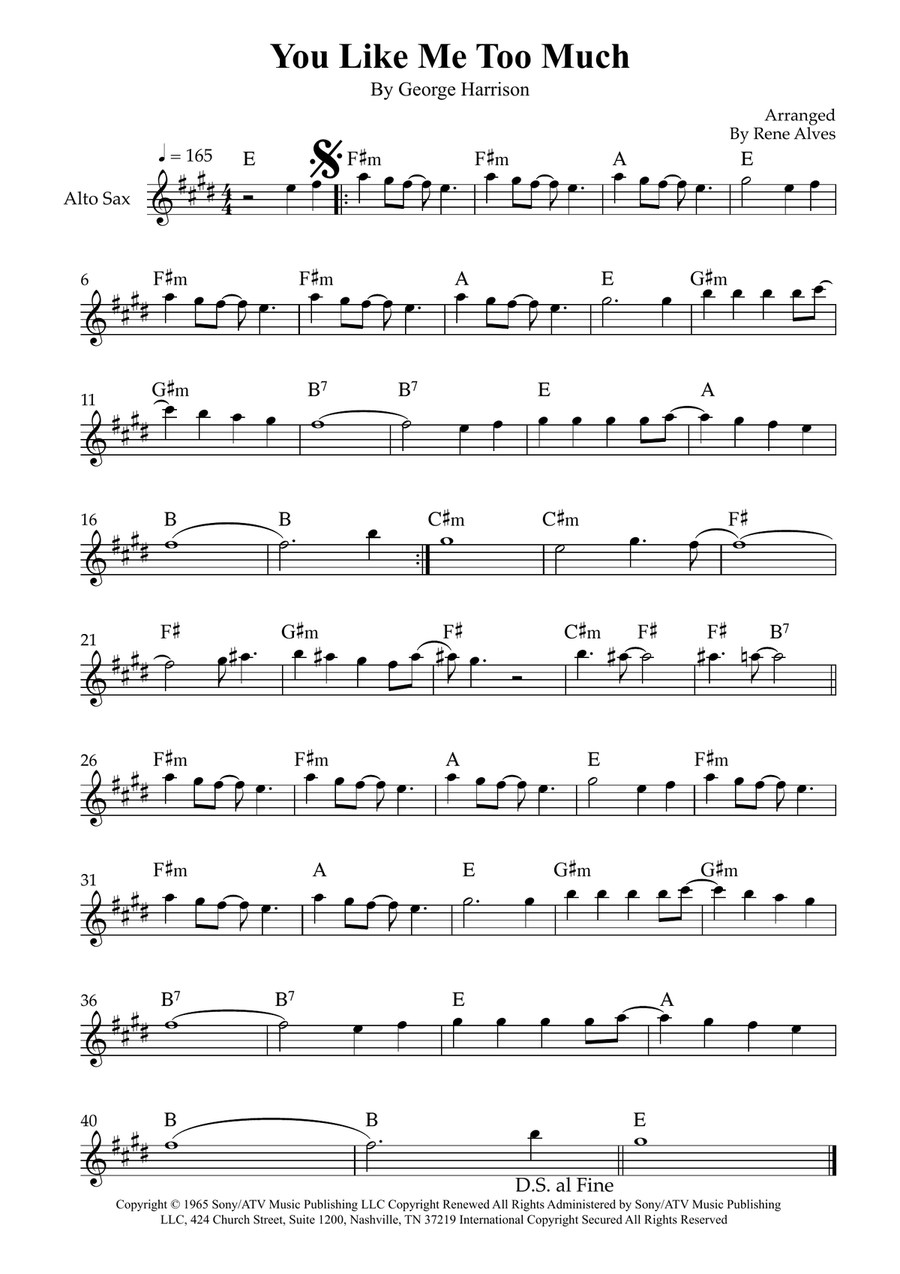 You Like Me Too Much You Like Me Too Much Alto Saxophone scores gallery preview page 1