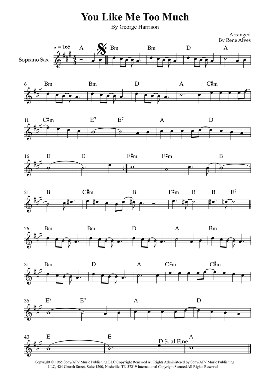 You Like Me Too Much You Like Me Too Much Soprano Saxophone scores gallery preview page 1