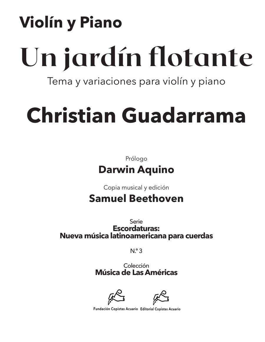 Un jardín flotante: Tema y variaciones para violín y piano Chamber Music scores gallery preview page 3